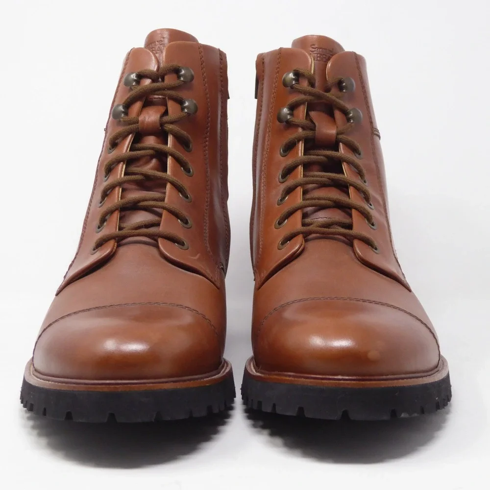 Samuel Hubbard Uptown Maverick Mens Cap Toe Boots Brown Leather Vibram Sole 13